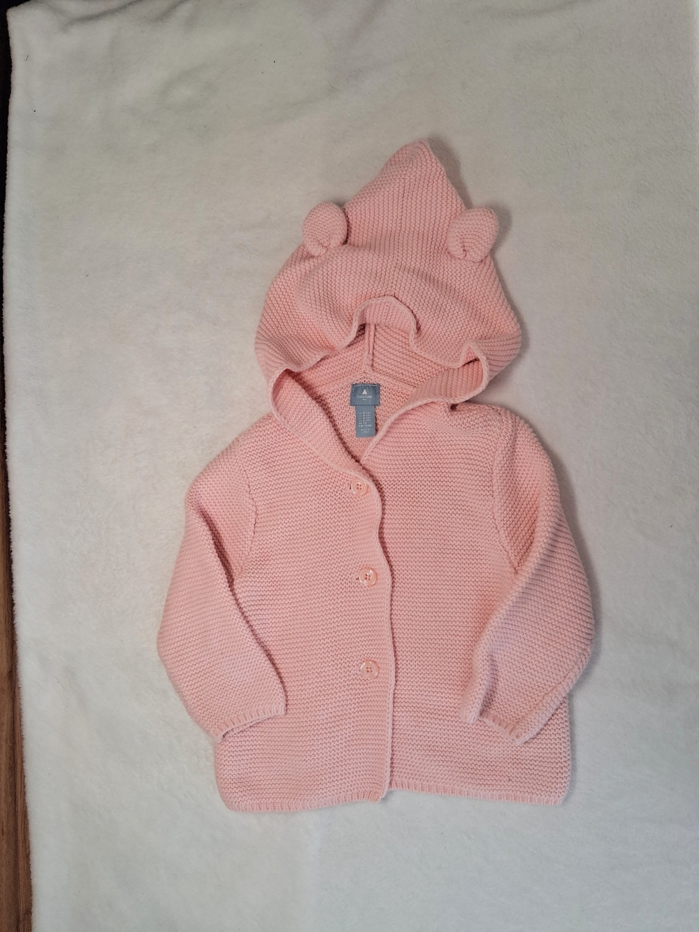Baby GAP Sweater Hooded Button Up Pink Knit 12m Fall Fashion